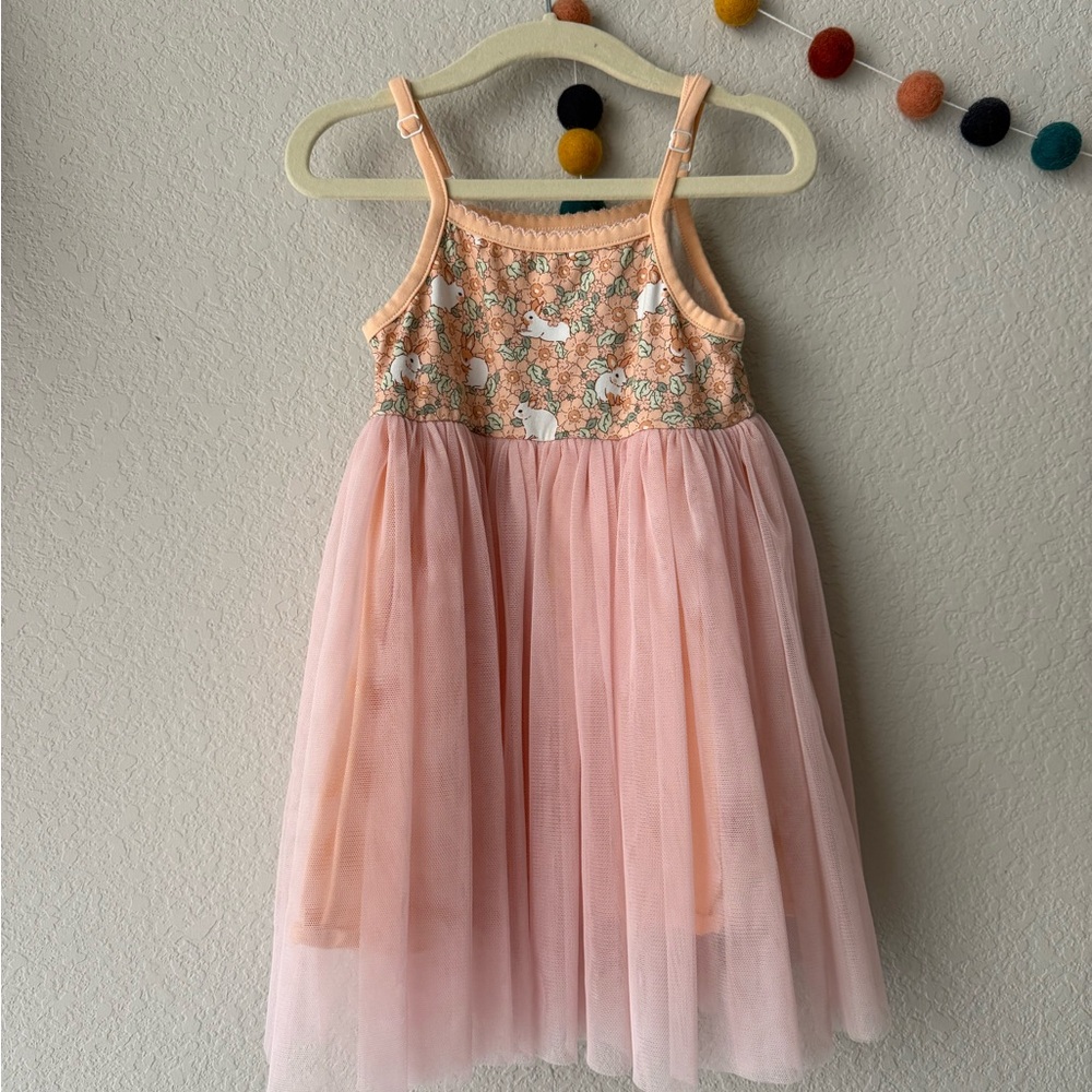 Floral Peach and Pink Kids Casual Dress